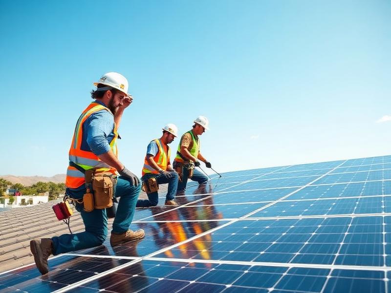 Our team installing solar panels
